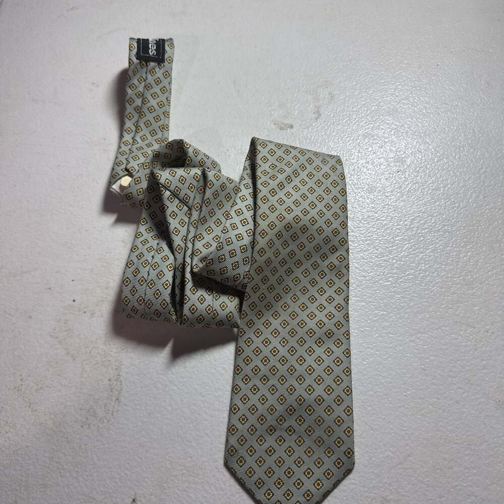 Vintage SAS Light green  etienne aigmer Patterned Silk Blend Necktie